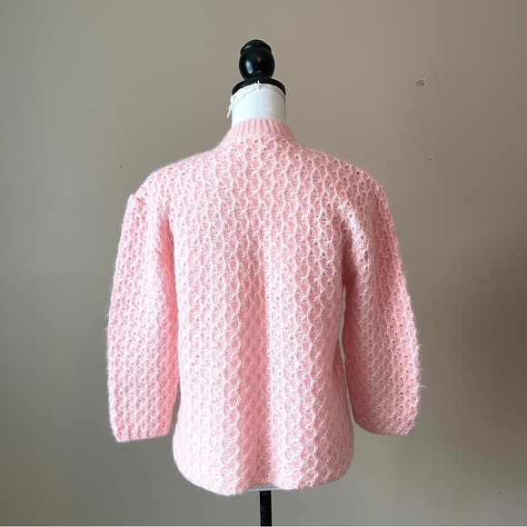 QUEENS WAY | Vintage Pink Hand Knit Cardigan Sweater Sz M - Picture 6 of 7